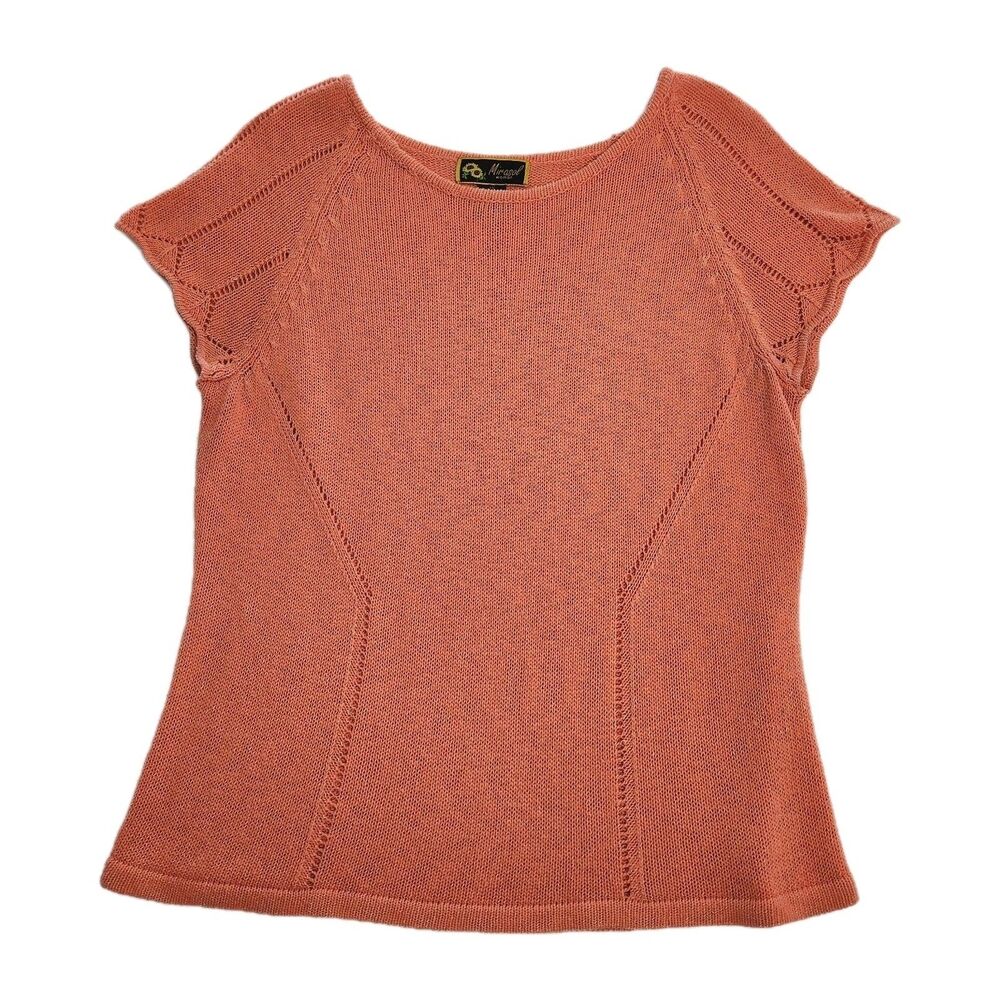 Mirasol Vintage 90s Sleeveless Sweater Blouse Orange & White Women SZ 1X